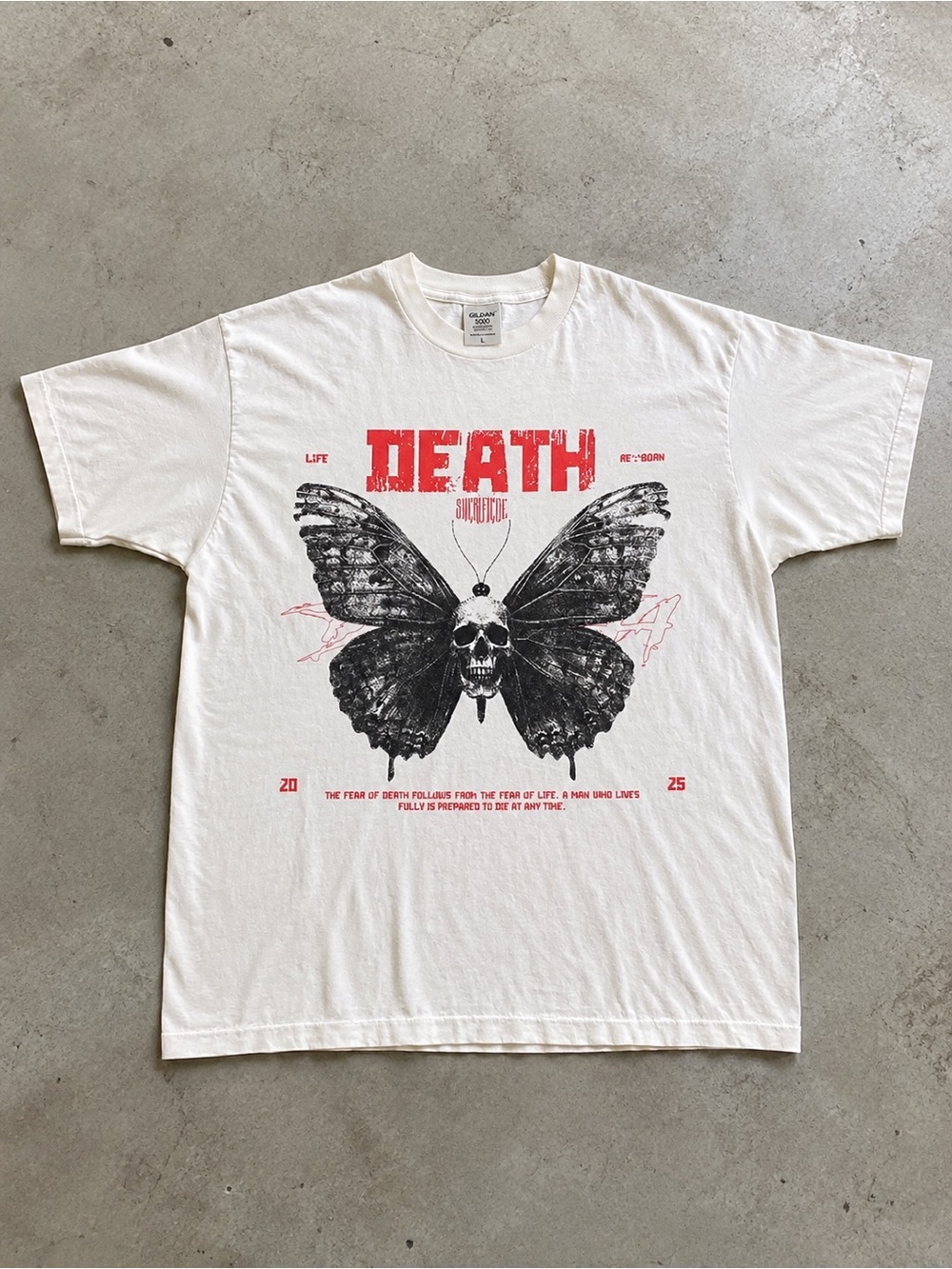 White Death Butterfly Graphic Tee - Unbranded T-shirt
